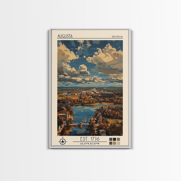Augusta Travel Poster, Framed Canvas Print, City Travel Poster, Travel Wall Decor, Art Print, Retro Wall Art, Travel Decor, Wall Art