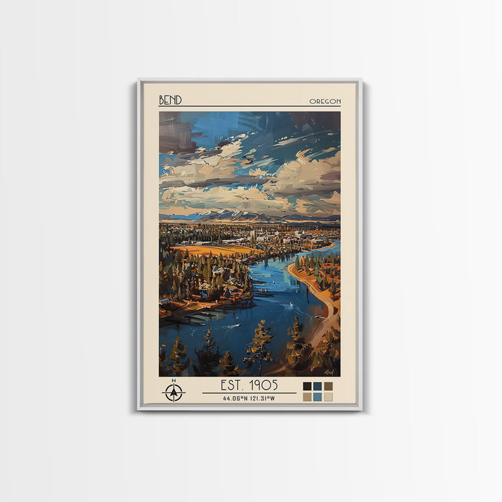Bend Travel Poster, Framed Canvas Print, City Art Print, Travel Wall Art, Travel Art Print, Wall Art, Fine Art Print, Travel Posters