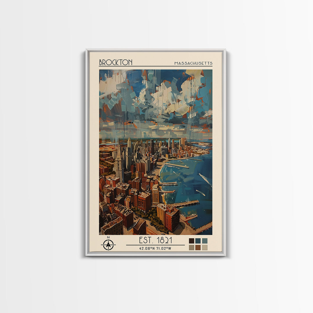 Brockton Travel Poster, Canvas Print, Travel Wall Art, City Wall Art, Wanderlust Gift, Fine Art Print, Wall Art, Vintage City Poster