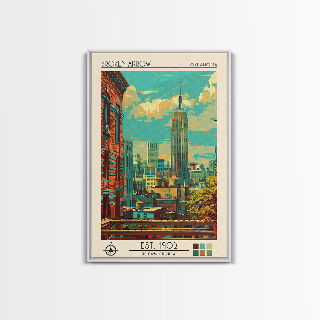 Broken Arrow Travel Poster, Canvas Print, Retro Travel Poster, City Wall Art, Poster Art, Travel Wall Art, Art Print, Retro Wall Art