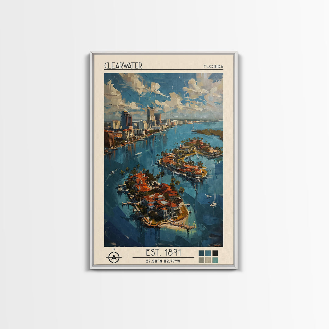 Clearwater Travel Poster, Canvas Print, Travel Art Print, Modern Wall Decor, Colorful Wall Art, Retro Travel Print, Gallery Wall Set