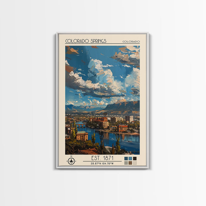Colorado Springs Travel Poster, Canvas Print, City Art Print, Travel Wall Art, Colorful Wall Art, City Travel Poster, Retro Wall Art