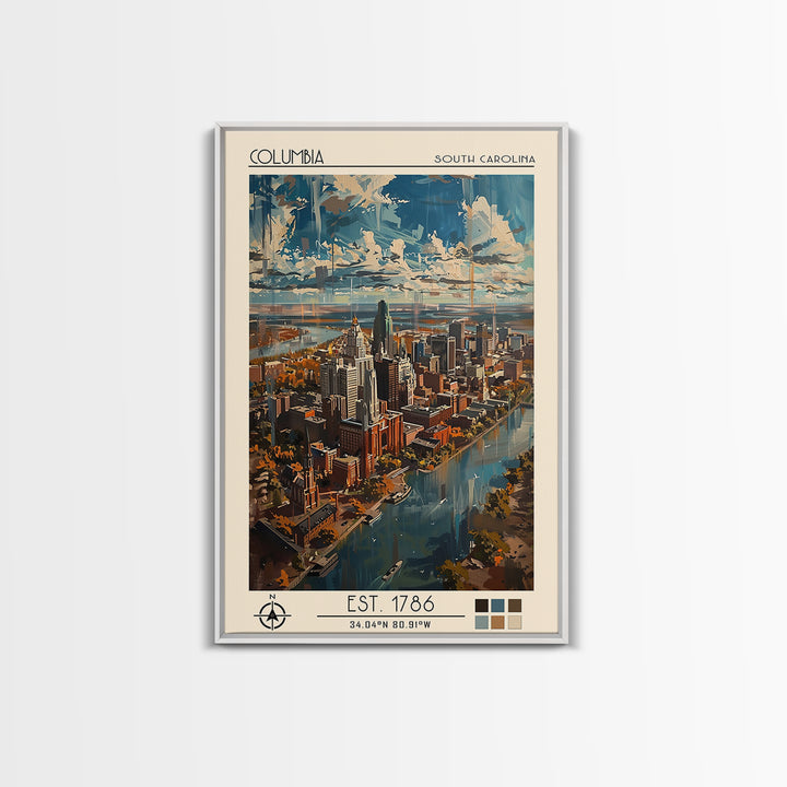 Columbia Travel Poster, Canvas Print, Travel Wall Art, City Wall Art, Poster Art, Travel Art Print, City Illustration, Travel Prints