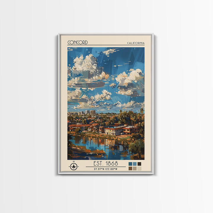 Concord Travel Poster, Framed Canvas Print, City Travel Poster, Travel Wall Art, Living Room Wall Art, Landscape Art, City Art Print