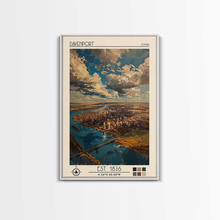 Davenport Travel Poster, Framed Canvas Print, Poster Print, Travel Wall Art, Retro Travel Poster, Wanderlust Gift, Minimalist Poster