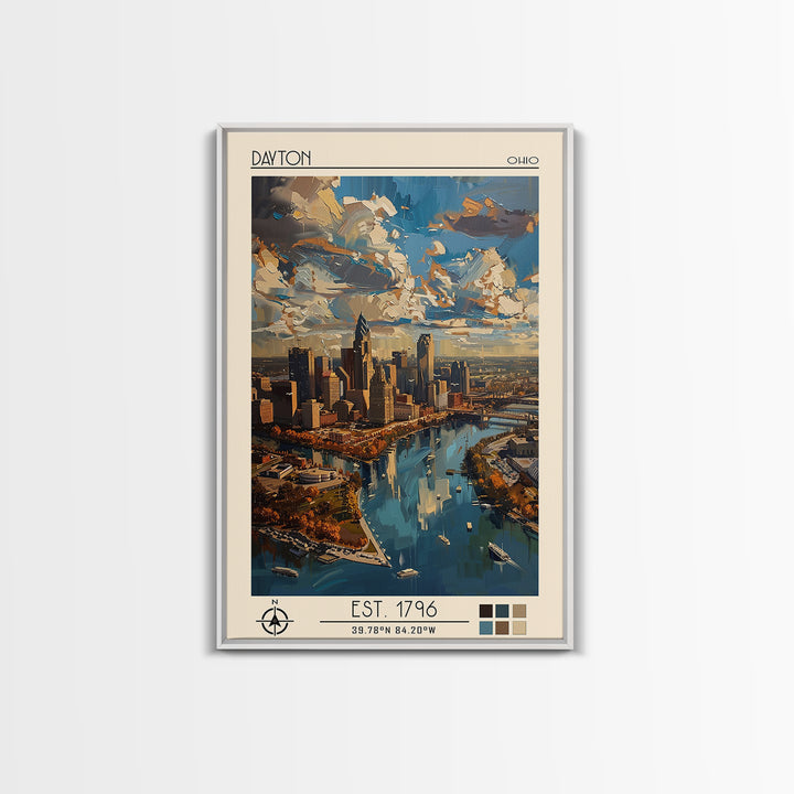 Dayton Travel Poster, Canvas Print, Travel Wall Art, City Wall Art, Colorful Wall Art, Travel Prints, Home Decor, City Travel Poster