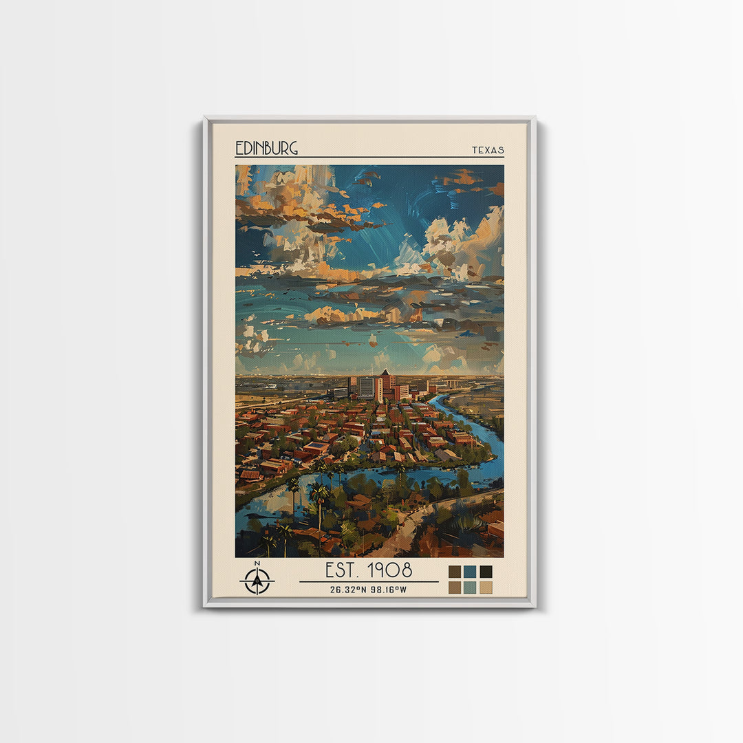 Edinburg Travel Poster, Framed Canvas Print, City Art Print, Travel Wall Art, Landscape Art, City Travel Poster, Vintage City Poster
