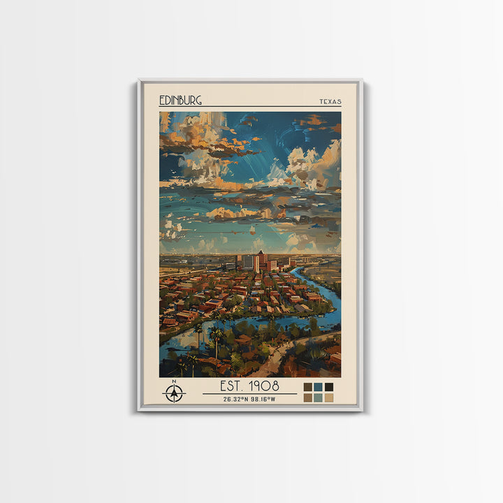 Edinburg Travel Poster, Framed Canvas Print, City Art Print, Travel Wall Art, Landscape Art, City Travel Poster, Vintage City Poster