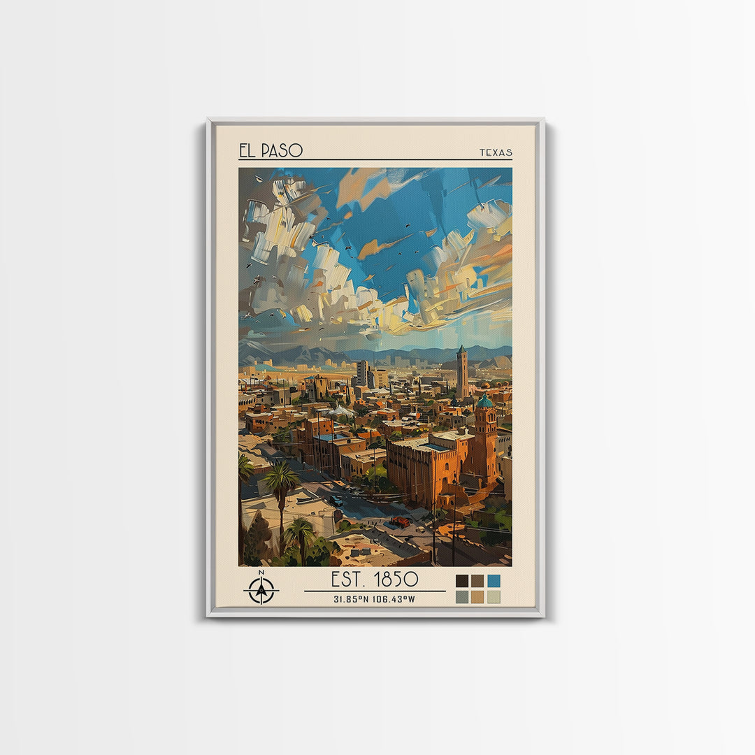 El Paso Travel Poster, Canvas Print, City Travel Poster, Vintage City Poster, Vintage Travel Art, Living Room Wall Art, Poster Print