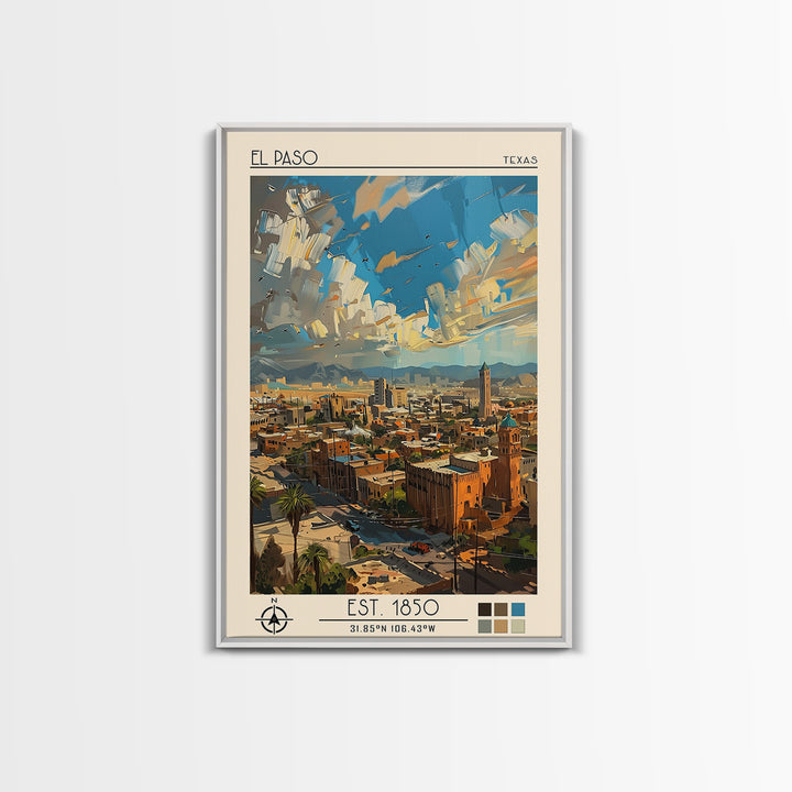 El Paso Travel Poster, Canvas Print, City Travel Poster, Vintage City Poster, Vintage Travel Art, Living Room Wall Art, Poster Print