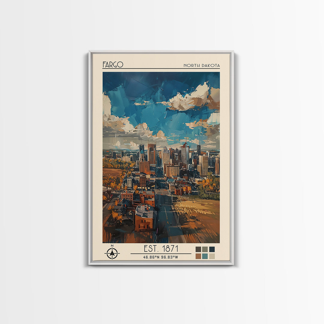 Fargo Travel Poster, Canvas Print, City Travel Poster, Travel Wall Art, Retro Wall Art, Gallery Wall Set, Travel Posters, Poster Art