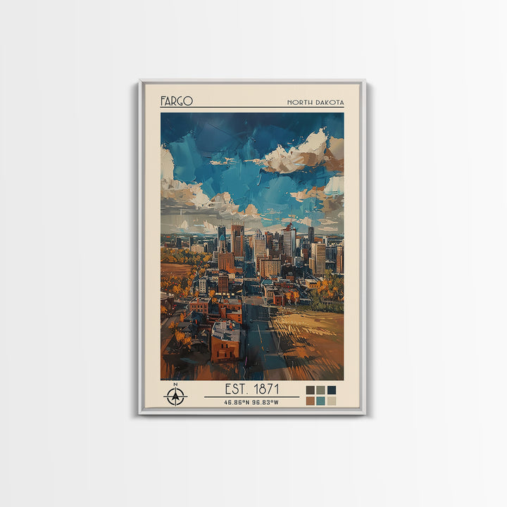 Fargo Travel Poster, Canvas Print, City Travel Poster, Travel Wall Art, Retro Wall Art, Gallery Wall Set, Travel Posters, Poster Art