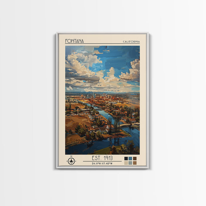 Fontana Travel Poster, Canvas Print, City Travel Poster, Vintage City Poster, City Art Print, Retro Travel Poster, City Illustration