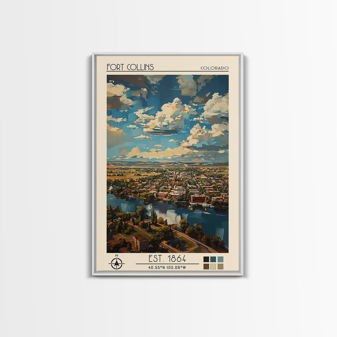 Fort Collins Travel Poster, Canvas Print, City Travel Poster, Travel Wall Decor, Modern Wall Decor, Gallery Wall Set, City Art Print
