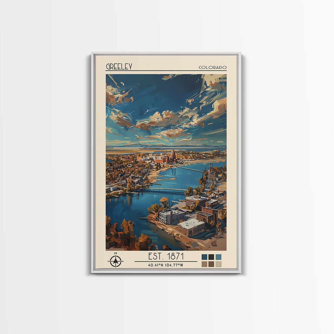 Greeley Travel Poster, Canvas Print, Travel Art Print, Modern Wall Decor, Travel Prints, City Art Print, Travel Wall Decor, Wall Art