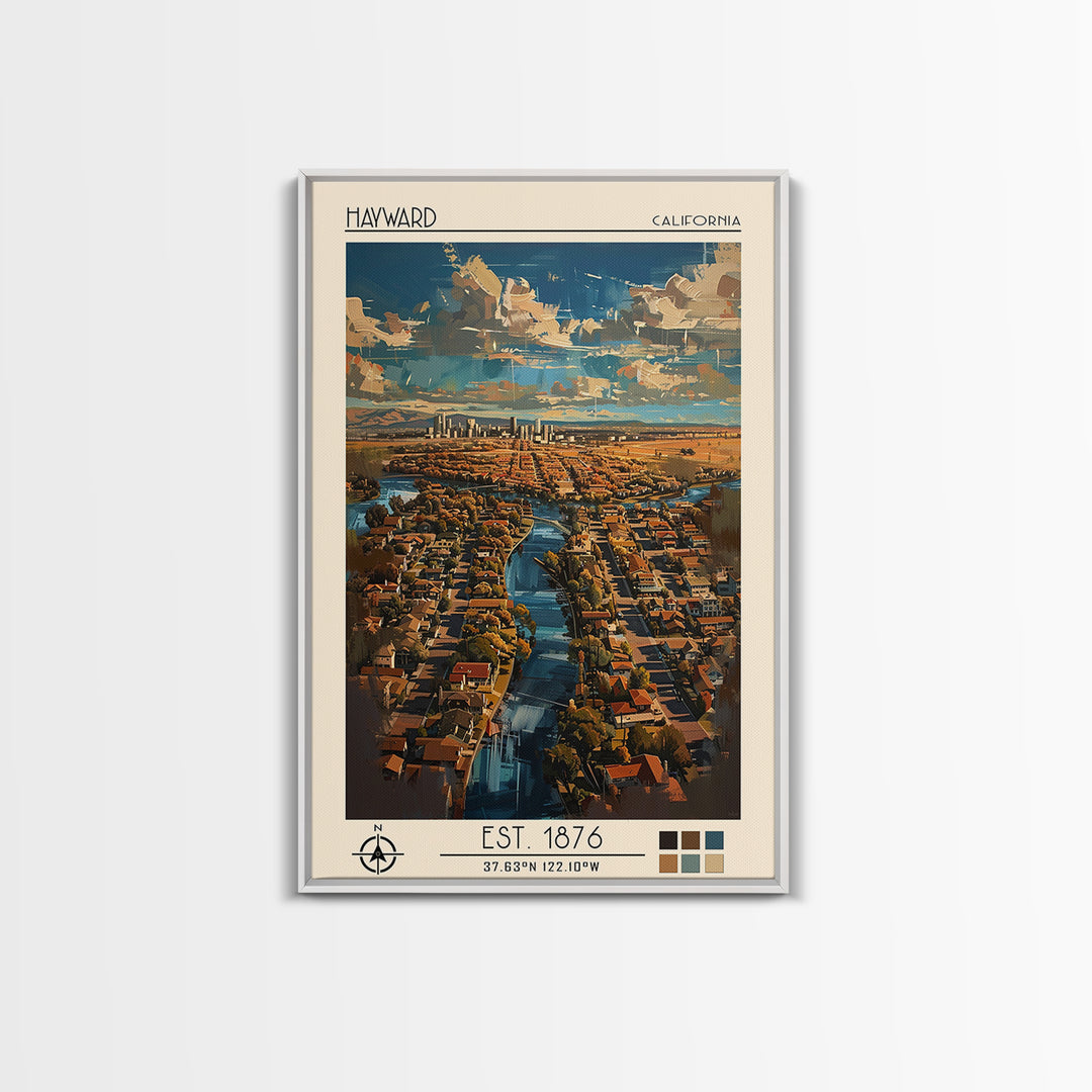 Hayward Travel Poster, Canvas Print, Retro Wall Art, Travel Print, Wanderlust Gift, Vintage City Poster, Gallery Wall Set, Art Print