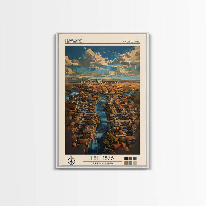 Hayward Travel Poster, Canvas Print, Retro Wall Art, Travel Print, Wanderlust Gift, Vintage City Poster, Gallery Wall Set, Art Print