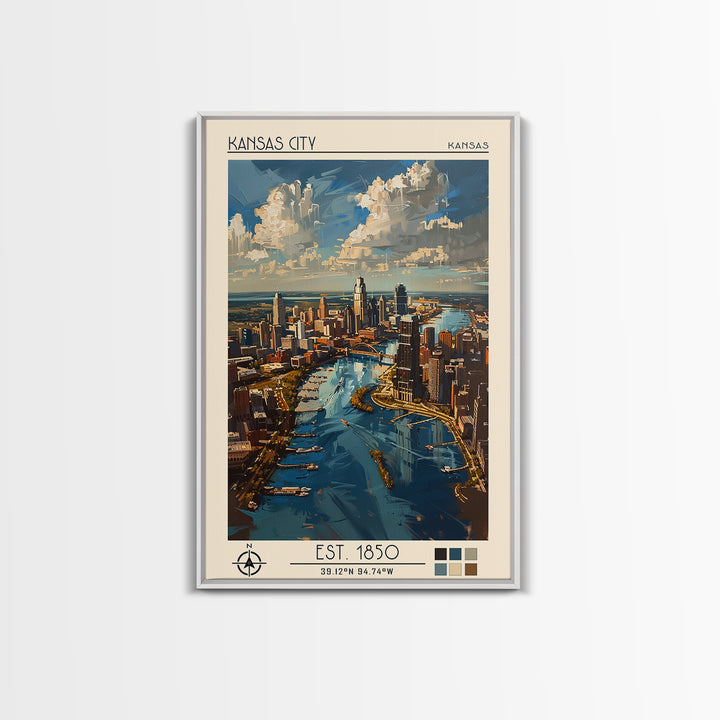 Kansas City Missouri Travel Poster, Canvas Print, Retro Travel Poster, City Wall Art, Vintage Posters, Landscape Art, Fine Art Print