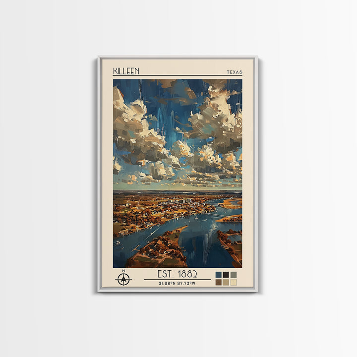 Killeen Travel Poster, Framed Canvas Print, City Travel Poster, Vintage City Poster, Retro Travel Poster, Poster Art, Vintage Travel