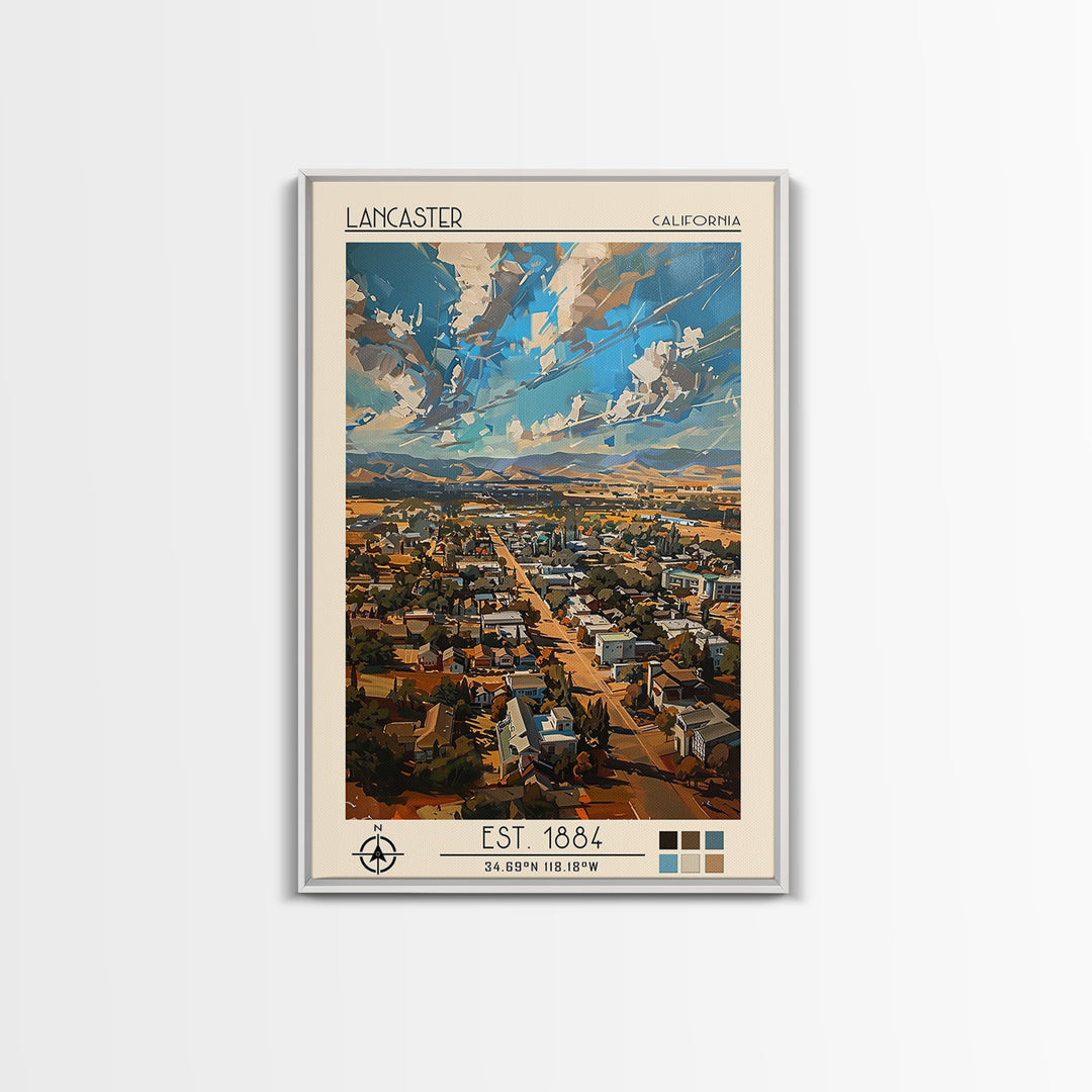 Lancaster Travel Poster, Canvas Print, Travel Wall Decor, Minimalist Poster, Poster Art, Retro Travel Print, Wall Art, Travel Prints