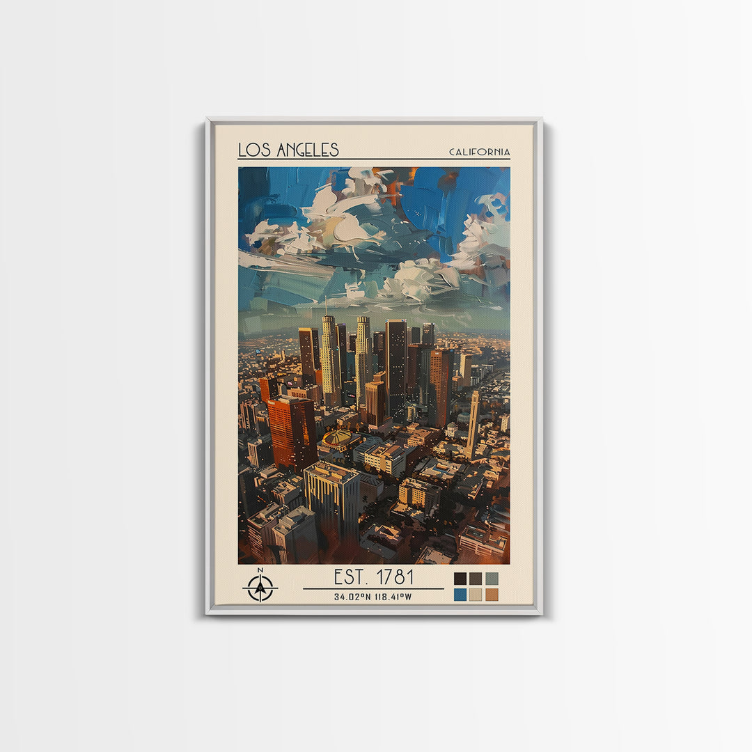 Los Angeles Travel Poster, Canvas Print, Retro Travel Poster, City Wall Art, Vintage Travel Art, Mid Century Wall Art, Travel Prints