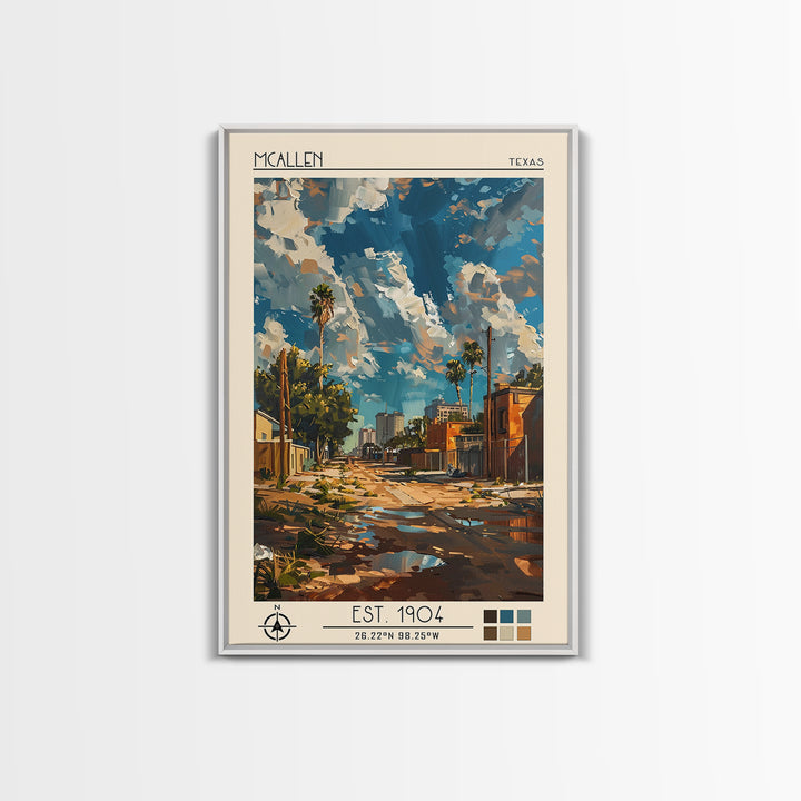 McAllen Travel Poster, Canvas Print, Retro Travel Poster, City Wall Art, City Travel Poster, Mid Century Wall Art, City Illustration