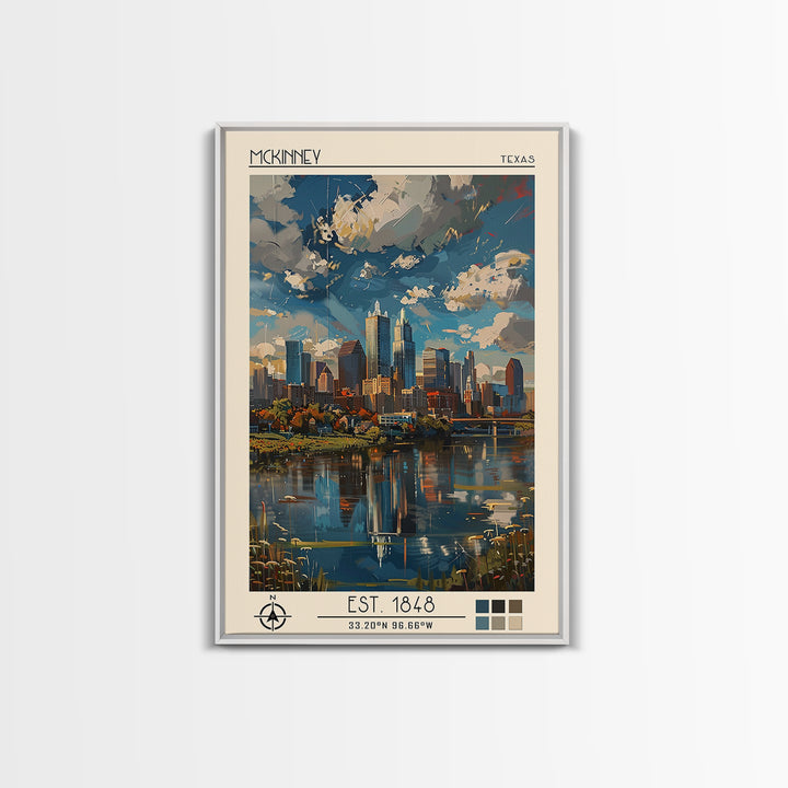 McKinney Travel Poster, Framed Canvas Print, City Travel Poster, Vintage City Poster, City Art Print, Wanderlust Gift, City Wall Art