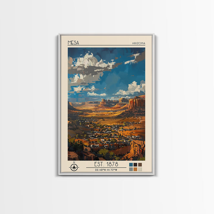 Mesa Travel Poster, Canvas Print, Poster Print, Travel Wall Art, City Illustration, Retro Wall Art, Modern Wall Decor, City Wall Art