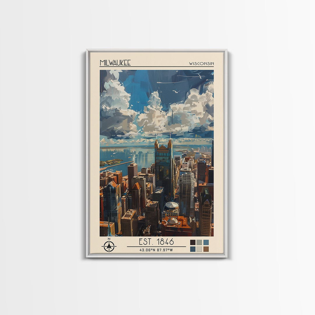 Milwaukee Travel Poster, Canvas Print, Travel Wall Art, City Wall Art, Vintage Travel Print, Retro Travel Print, Retro Travel Poster