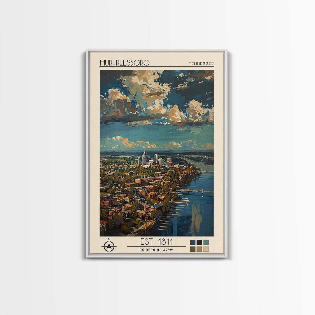 Murfreesboro Travel Poster, Canvas Print, Poster Print, Travel Wall Art, Vintage Travel Art, Living Room Wall Art, City Illustration