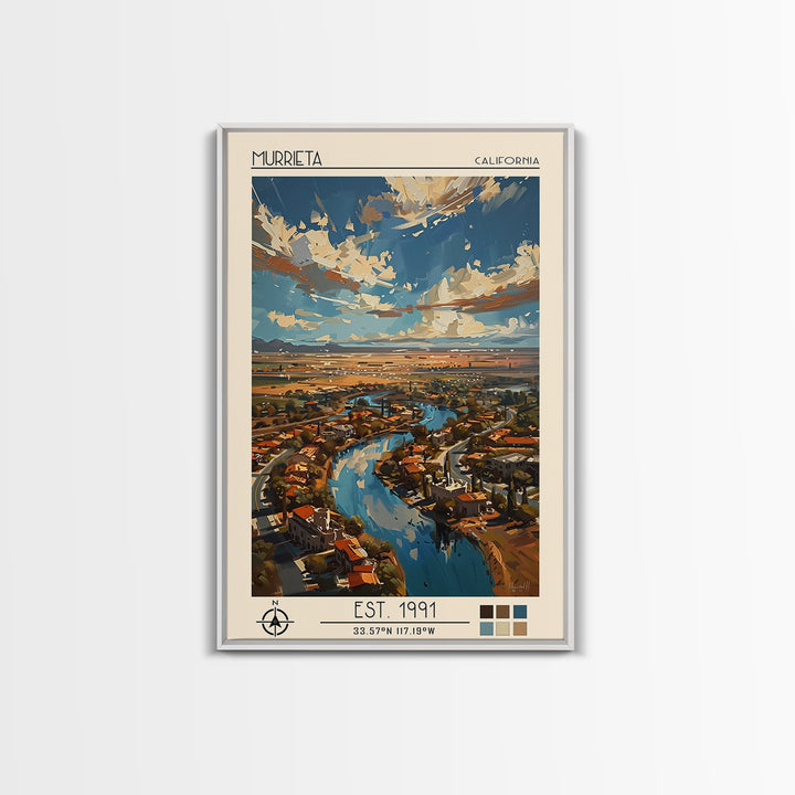 Murrieta Travel Poster, Canvas Print, Retro Wall Art, Travel Print, City Illustration, City Travel Poster, Art Print, Vintage Poster