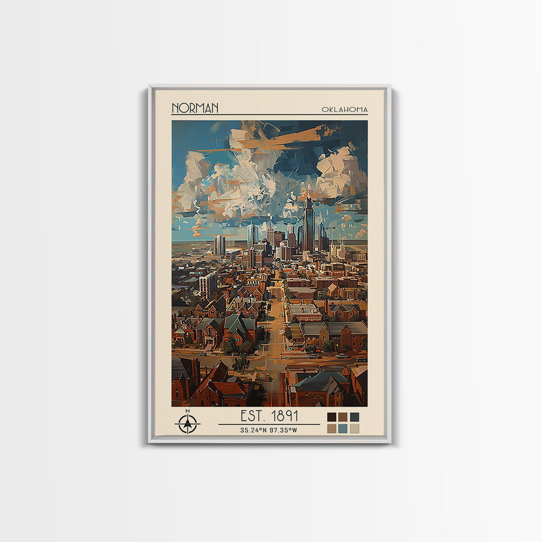 Norman Travel Poster, Framed Canvas Print, Vintage Travel Print, City Wall Art, Vintage Posters, Travel Wall Art, Retro Travel Print