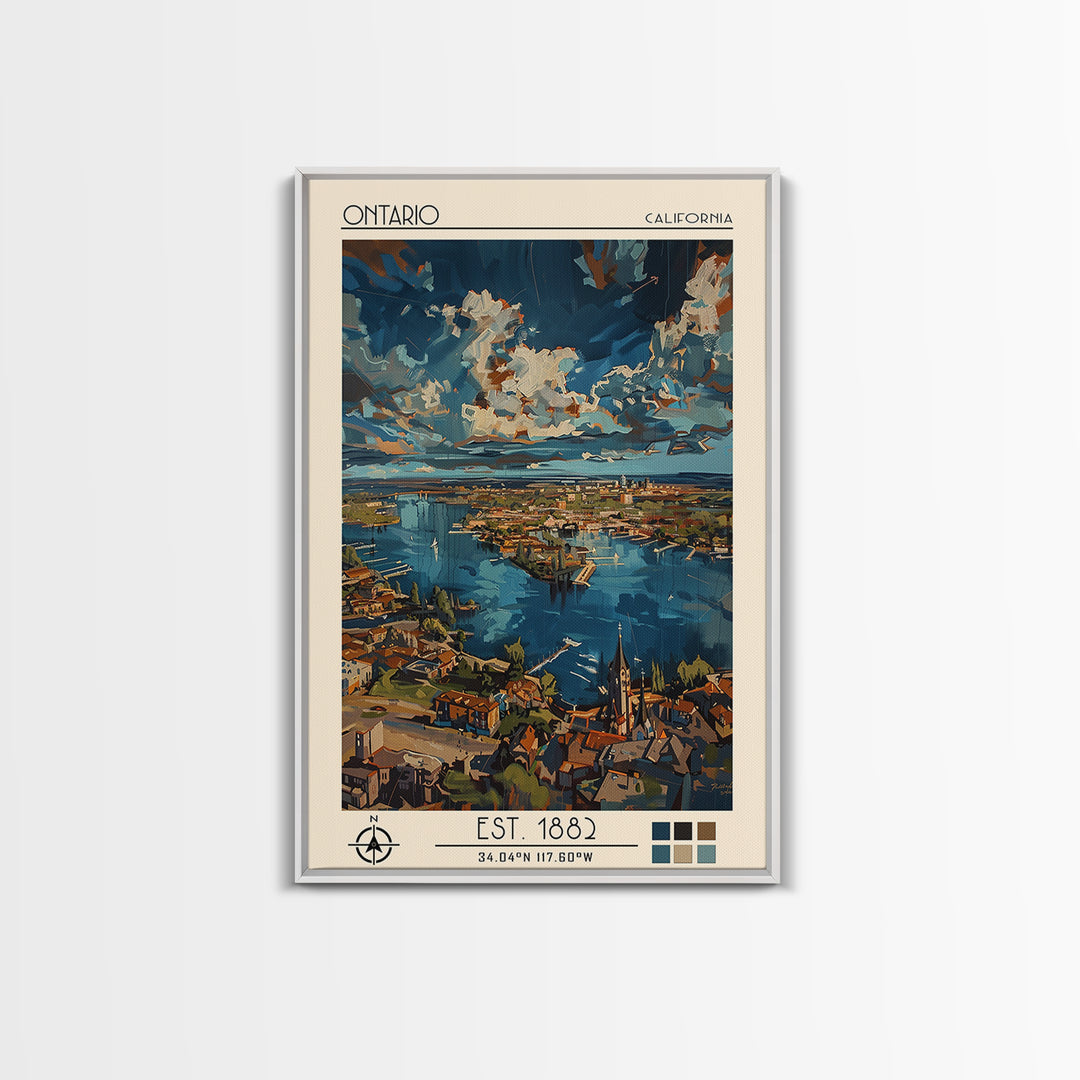 Ontario Travel Poster, Framed Canvas Print, Poster Print, Travel Wall Art, Art Print, Wall Art, Travel Wall Decor, City Illustration