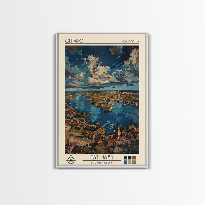 Ontario Travel Poster, Framed Canvas Print, Poster Print, Travel Wall Art, Art Print, Wall Art, Travel Wall Decor, City Illustration
