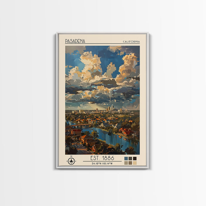 Pasadena Texas Travel Poster, Framed Canvas Print, Poster Print, Travel Wall Art, Retro Travel Poster, Art Print, City Travel Poster