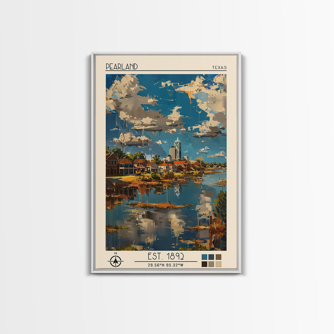 Pearland Travel Poster, Framed Canvas Print, City Travel Poster, Vintage City Poster, Vintage Poster, Travel Wall Art, Travel Prints