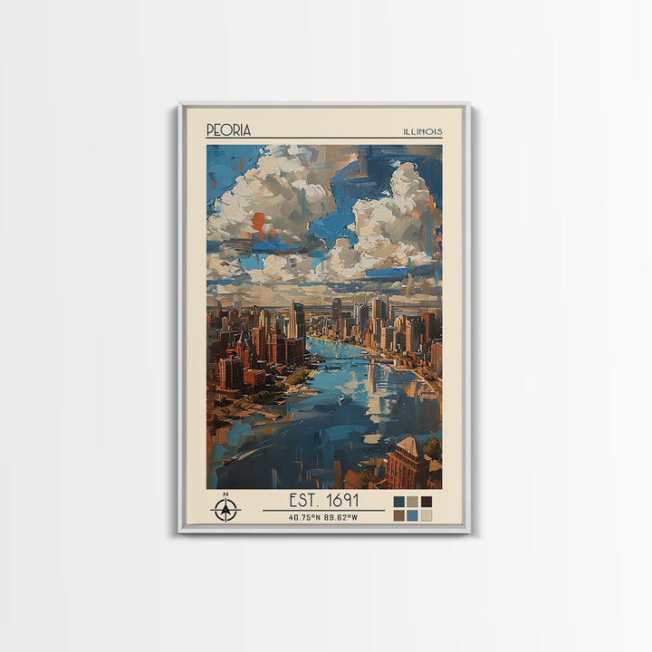 Peoria Illinois Travel Poster, Canvas Print, Vintage Travel Print, City Wall Art, Vintage Poster, Vintage Travel, Vintage Travel Art