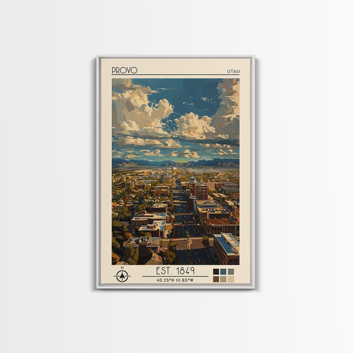 Provo Travel Poster, Canvas Print, Travel Prints, Landscape Art, Modern Wall Decor, City Wall Art, City Illustration, Retro Wall Art