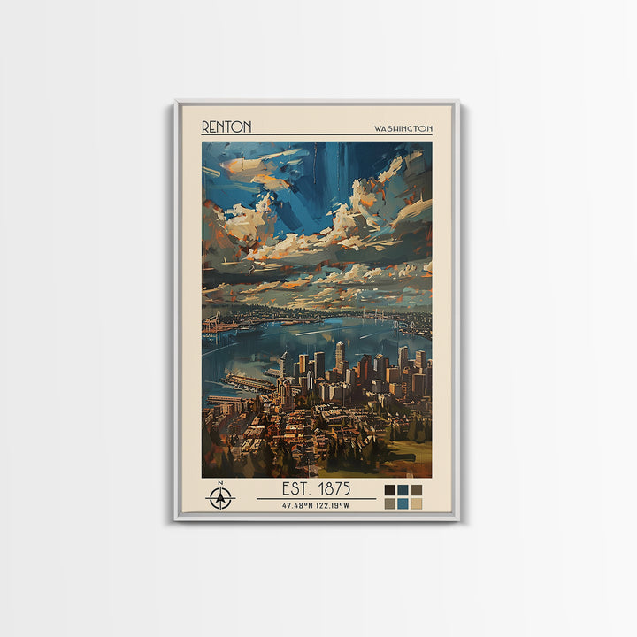 Renton Travel Poster, Canvas Print, City Art Print, Travel Wall Art, Fine Art Print, Landscape Art, Retro Wall Art, Gallery Wall Set