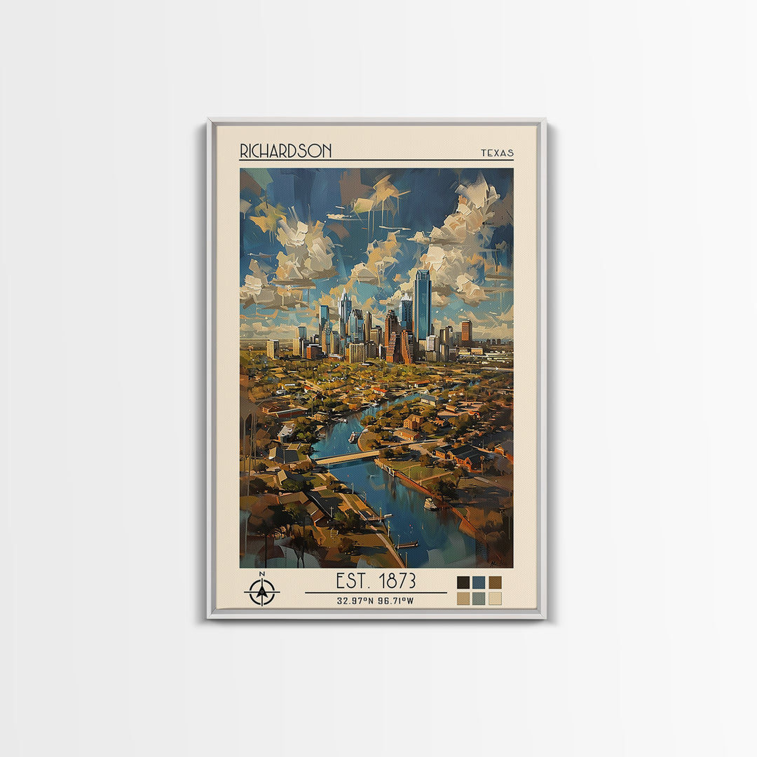 Richardson Travel Poster, Canvas Print, City Travel Poster, Vintage City Poster, Travel Art Print, Fine Art Print, Minimalist Poster