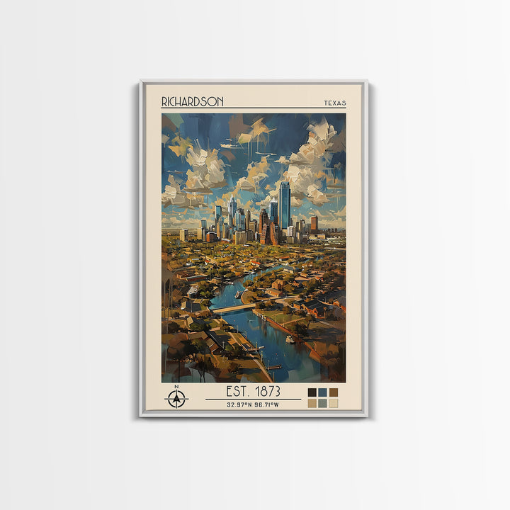 Richardson Travel Poster, Canvas Print, City Travel Poster, Vintage City Poster, Travel Art Print, Fine Art Print, Minimalist Poster