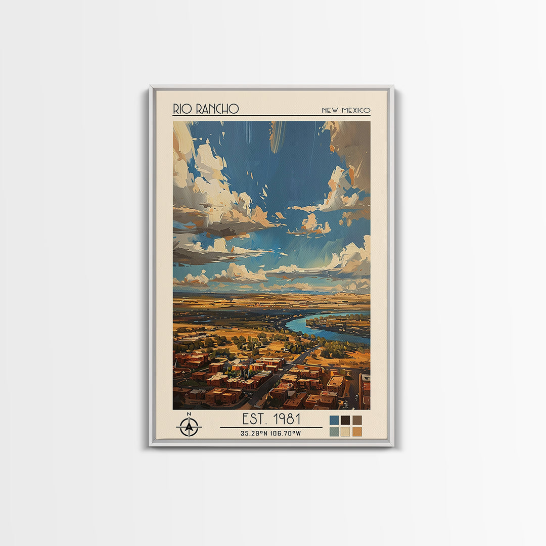 Rio Rancho Travel Poster, Framed Canvas Print, Travel Wall Decor, Minimalist Poster, Landscape Art, Travel Decor, City Travel Poster