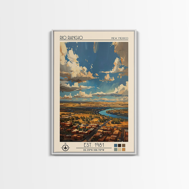Rio Rancho Travel Poster, Framed Canvas Print, Travel Wall Decor, Minimalist Poster, Landscape Art, Travel Decor, City Travel Poster