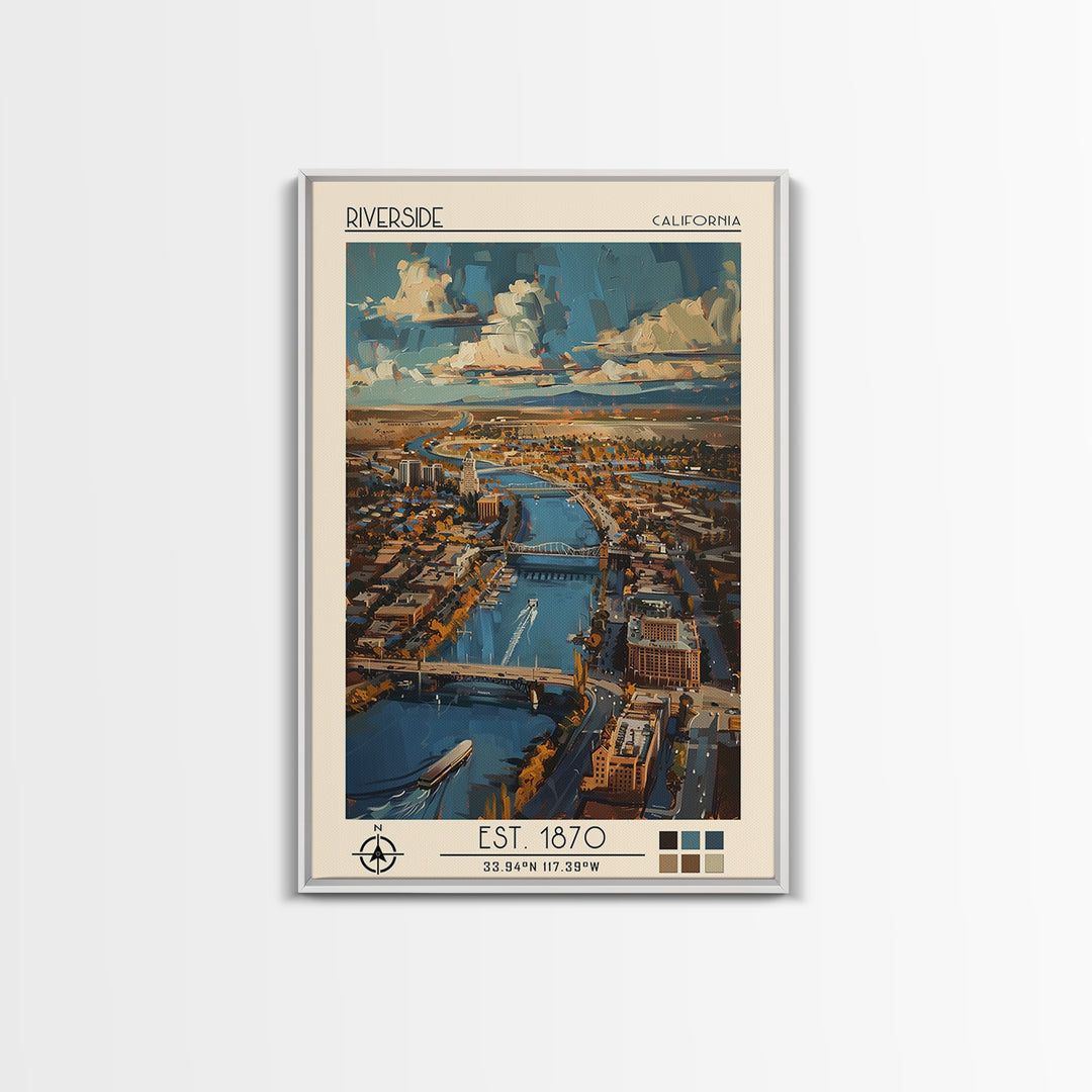 Riverside Travel Poster, Canvas Print, Travel Wall Decor, Minimalist Poster, Home Decor, City Wall Art, Art Print, Home Office Decor