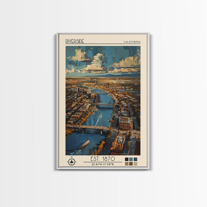Riverside Travel Poster, Canvas Print, Travel Wall Decor, Minimalist Poster, Home Decor, City Wall Art, Art Print, Home Office Decor