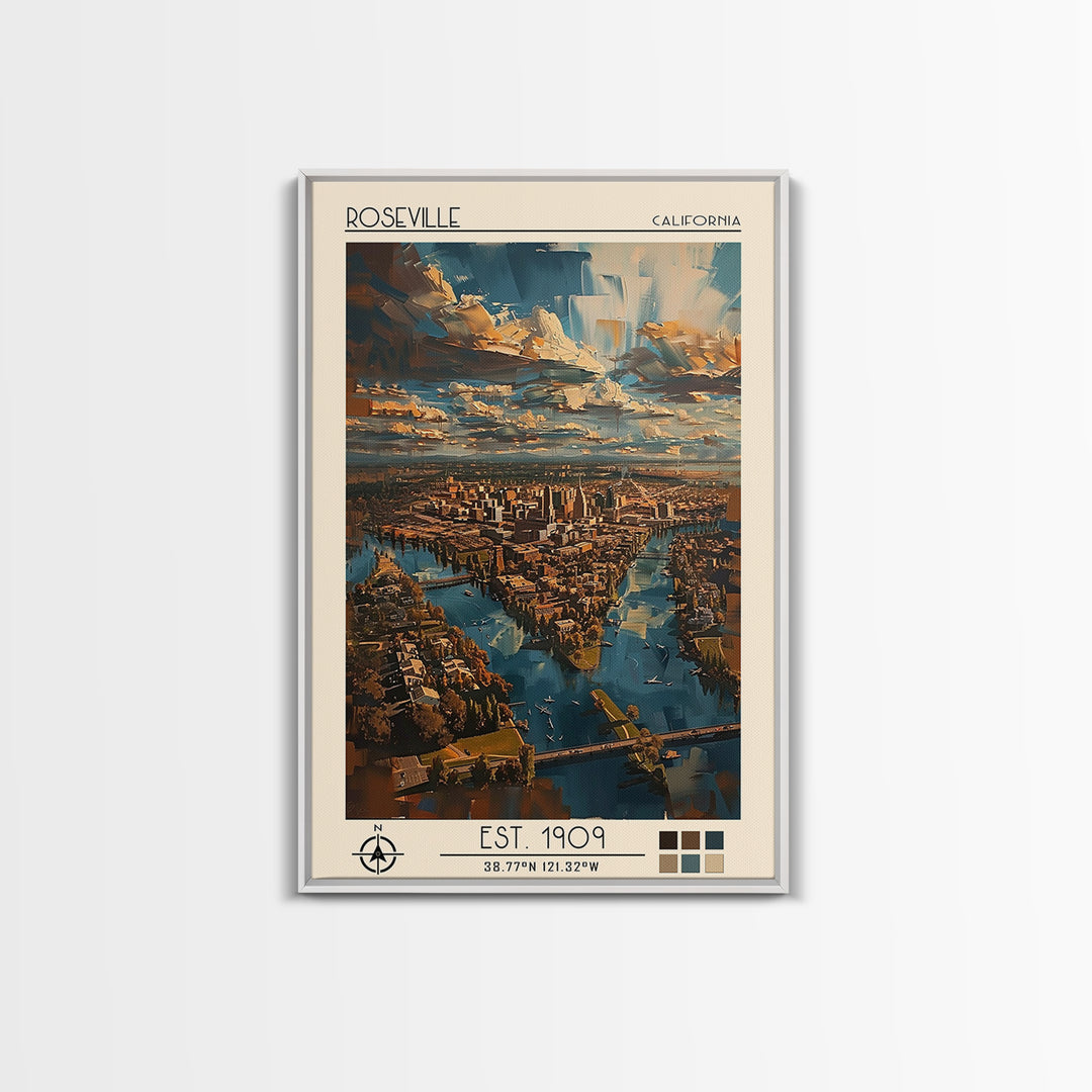 Roseville Travel Poster, Canvas Print, City Art Print, Travel Wall Art, Mid Century Wall Art, Travel Posters, Wall Art, Travel Print