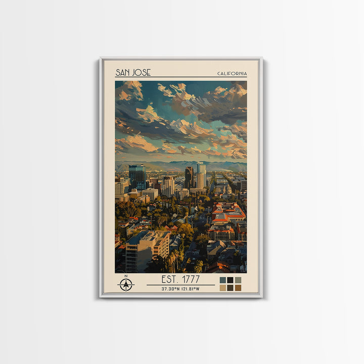 San Jose Travel Poster, Canvas Print, Retro Travel Poster, City Wall Art, Retro Wall Art, Vintage Travel Print, Living Room Wall Art