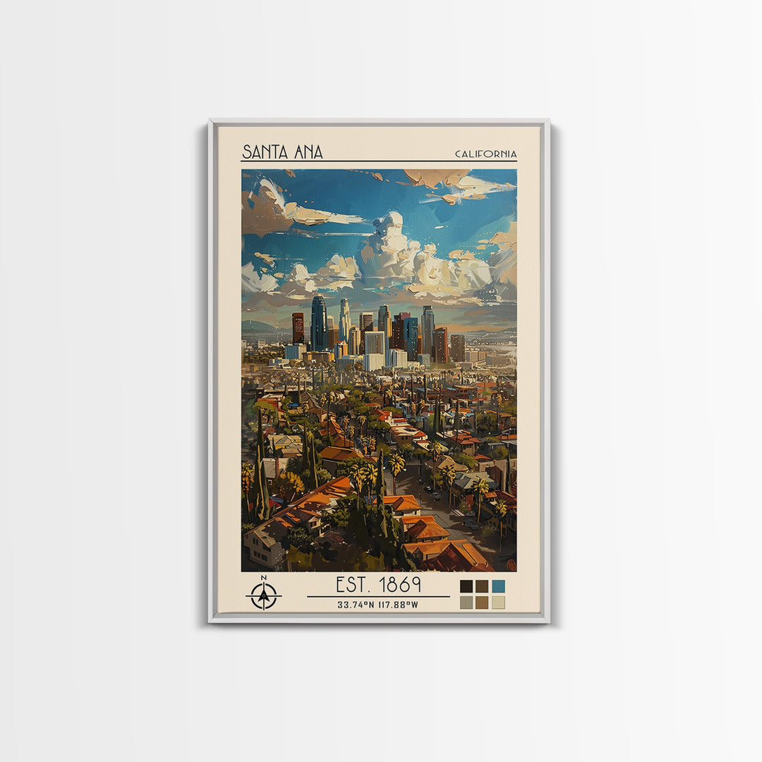 Santa Ana Travel Poster, Framed Canvas Print, City Art Print, Travel Wall Art, Wanderlust Gift, Vintage Travel Print, Vintage Poster