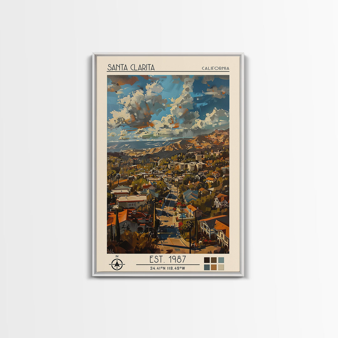 Santa Clarita Travel Poster, Canvas Print, City Travel Poster, Vintage City Poster, City Wall Art, Minimalist Poster, Travel Posters