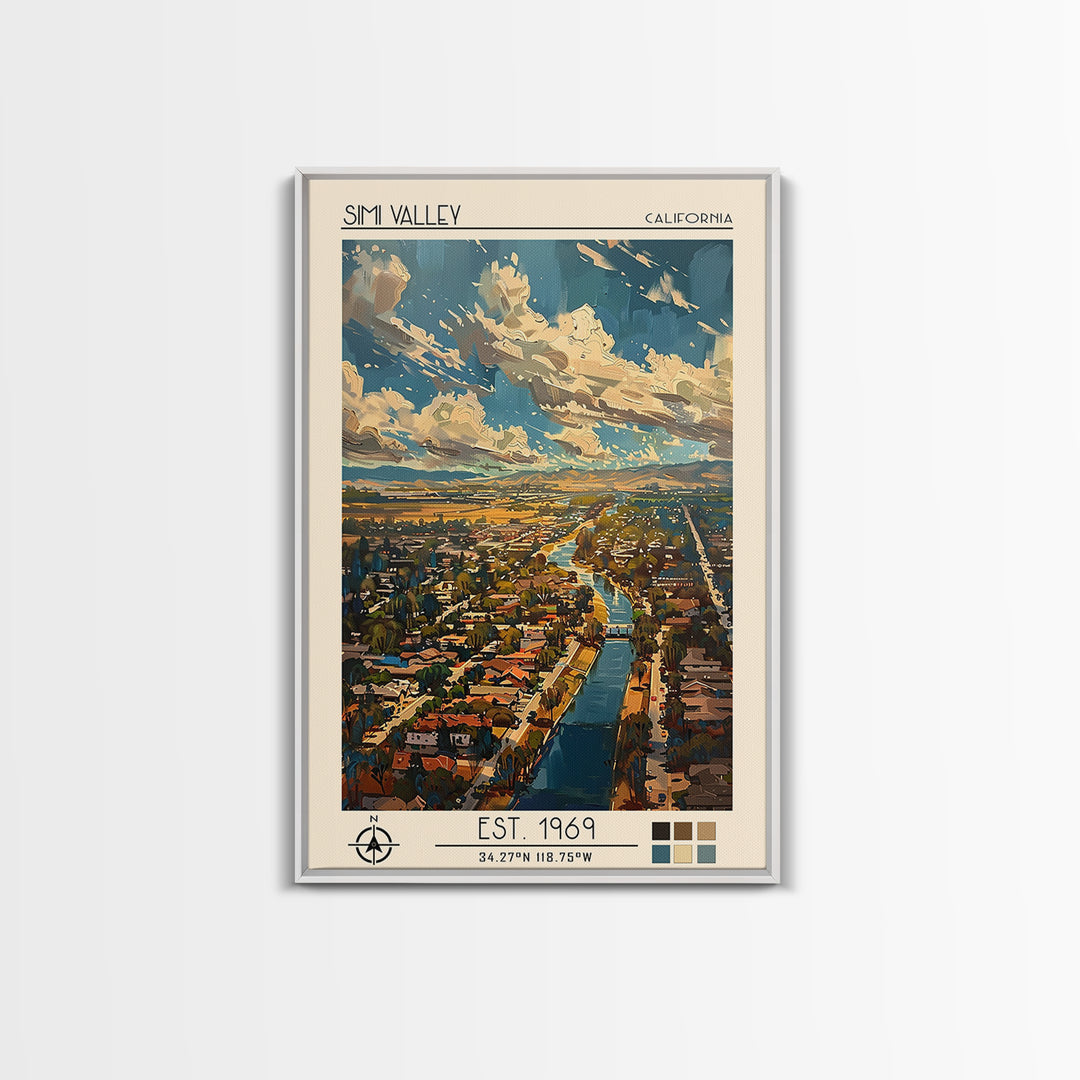 Simi Valley Travel Poster, Framed Canvas Print, City Art Print, Travel Wall Art, Living Room Wall Art, Retro Travel Poster, Wall Art